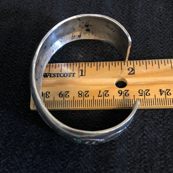 DELVIN NELSON Navajo Sterling Turquoise & Coral Inlay Cuff Bracelet Please Read - Picture 6 of 8